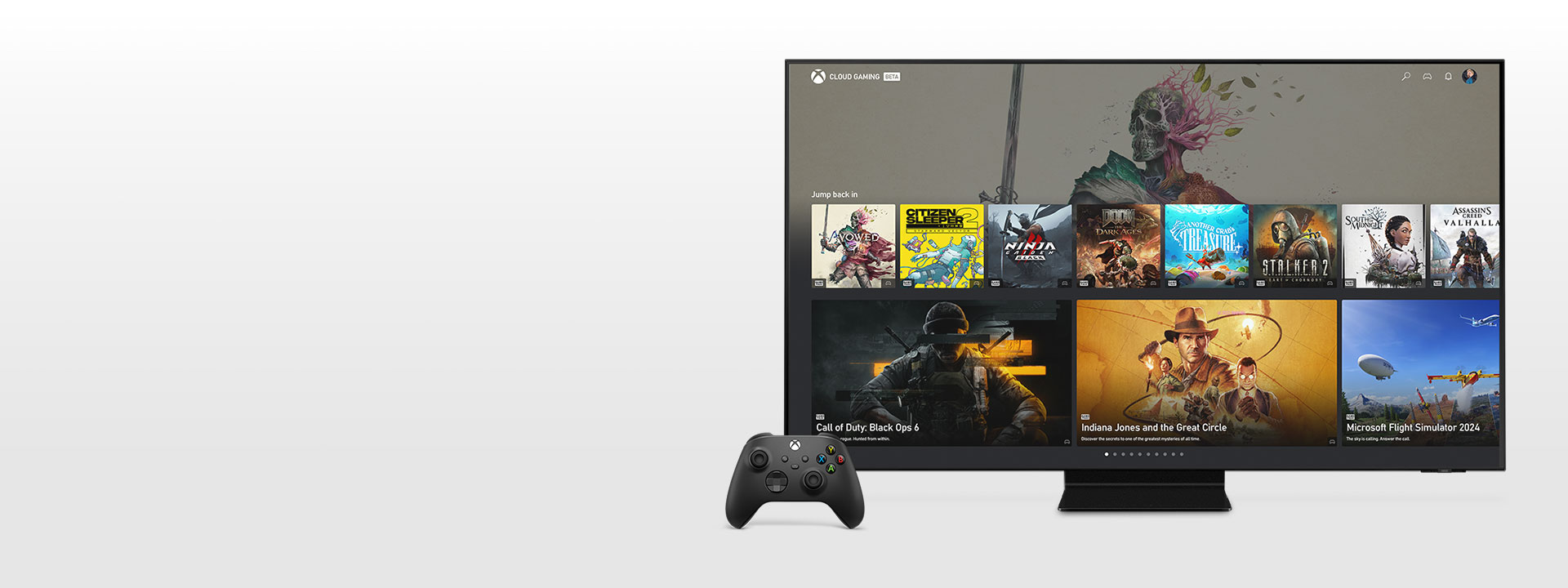 Xbox app home screen on a smart TV
