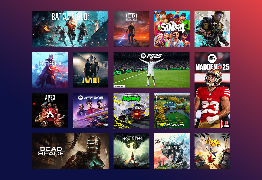 A collection of games published by EA, including EA SPORTS FC™ 25, Madden NFL 25, and more